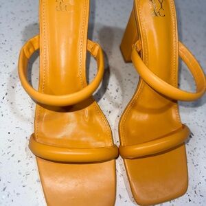 New York & Company Vibrant Orange Heels with Clear Straps